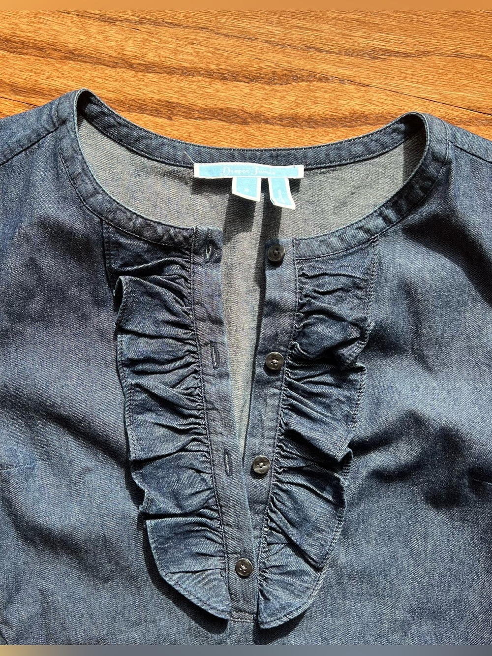 Draper James Denim Ruffle Shift Dress - Picture 2 of 4